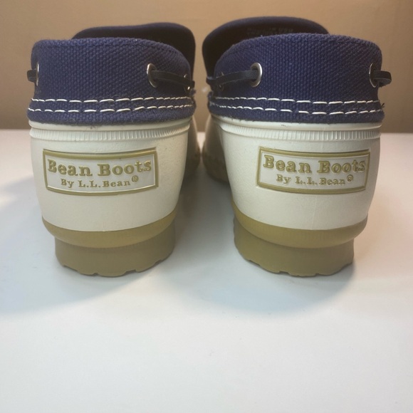 🔥 L.L. BEAN NEW LTD EDITION WHITE AND NAVY CANVAS DUCK BOOTS WOMENS SIZE 9M - Picture 4 of 10